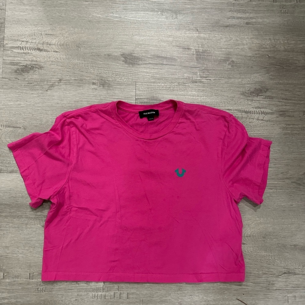 Y2k True Religion Pink Graphic Crop Top Sz XS - Picture 2 of 4